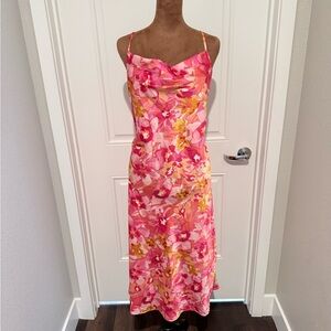 Sara Michelle Pink Floral Midi Slip Dress – Size M